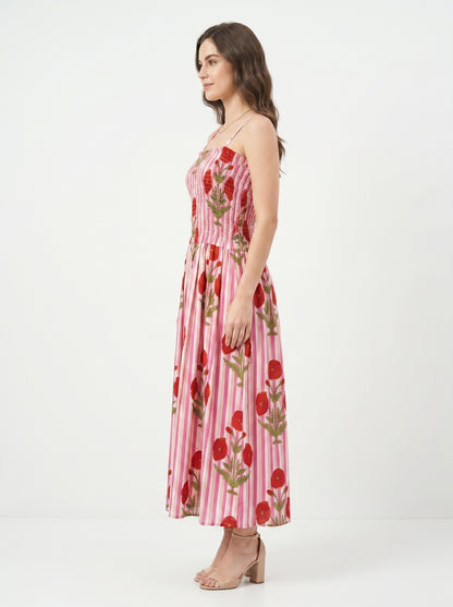 Rosé Bloom – Pink Striped Luxe Dress
