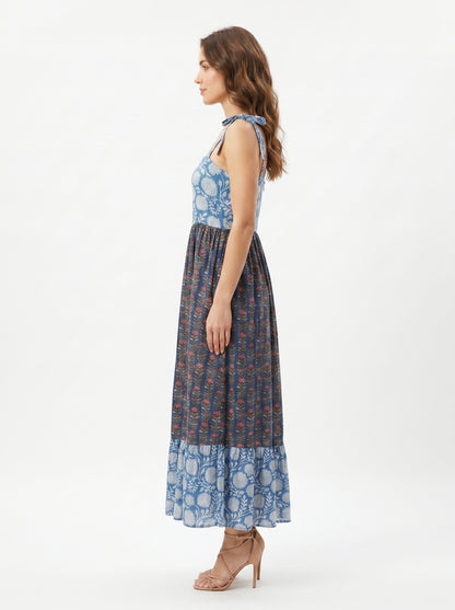 Blue Petal Bloom – Floral Luxe Dress