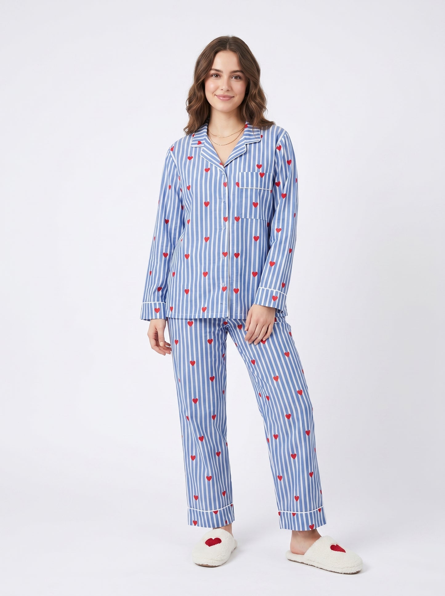 Blueberry Love Cotton Night Suit Set – Elegant Two Piece Pajama Set description