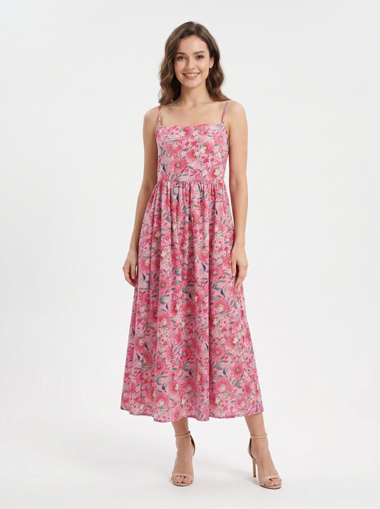 Blush Bloom – Pink Floral Luxe Dress