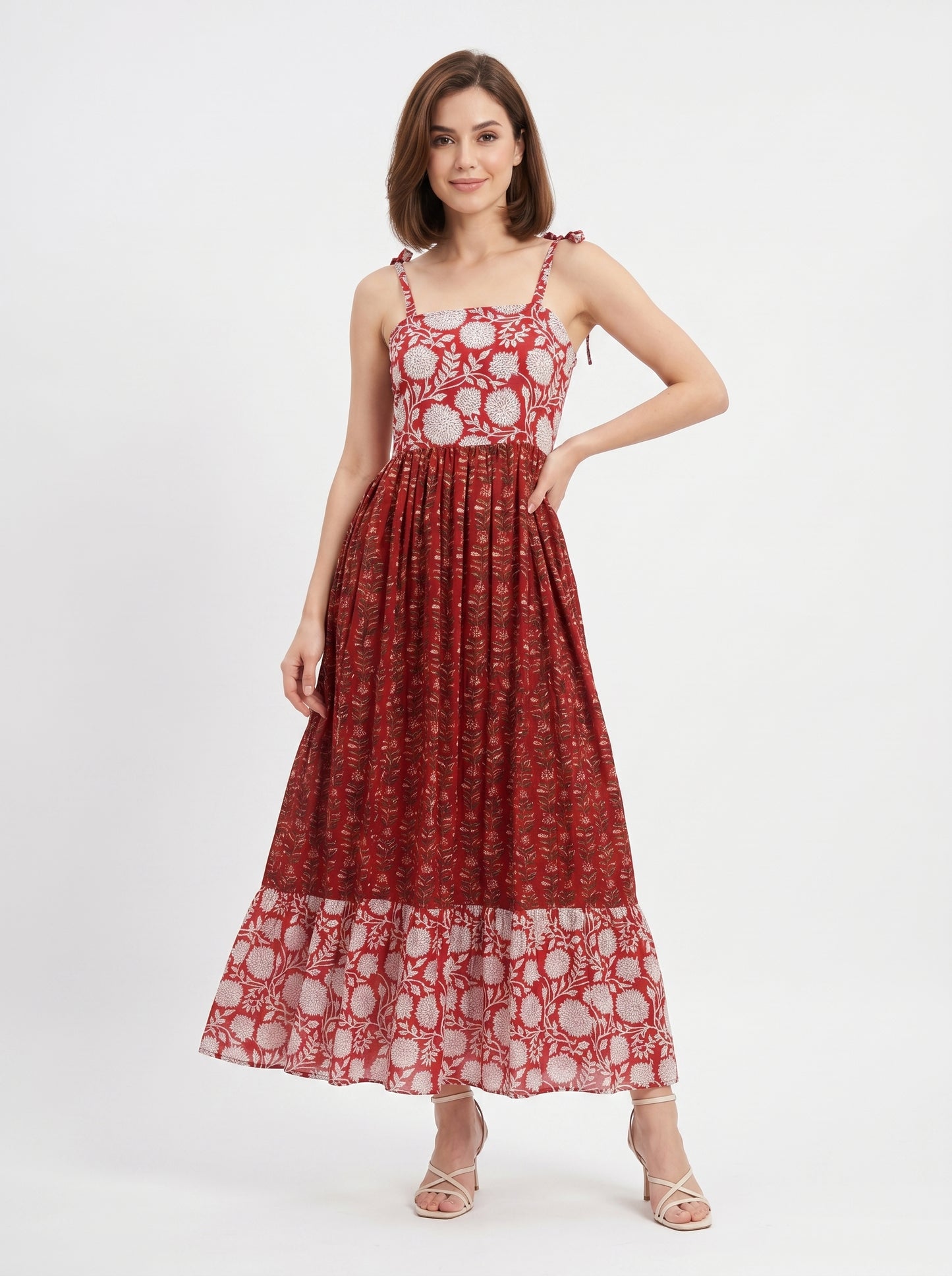 Scarlet Bloom – Red Floral Luxe Dress