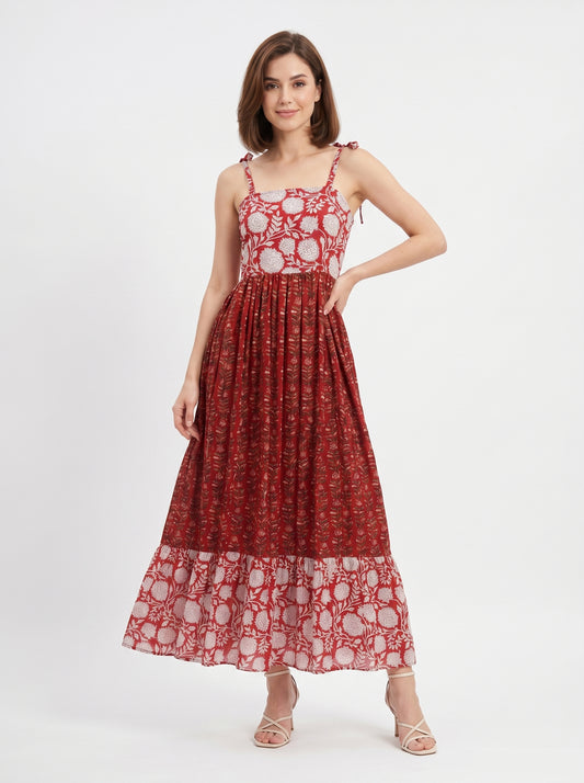 Scarlet Bloom – Red Floral Luxe Dress