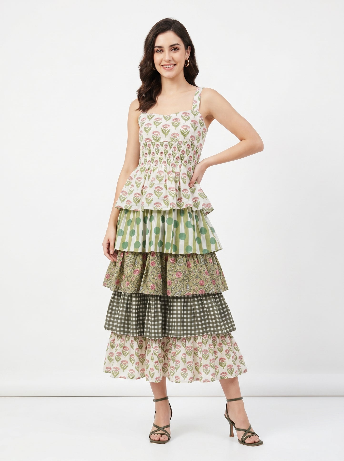 Emerald Frill – Green Floral Luxe Dress