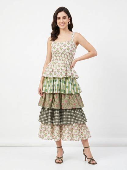 Emerald Frill – Green Floral Luxe Dress