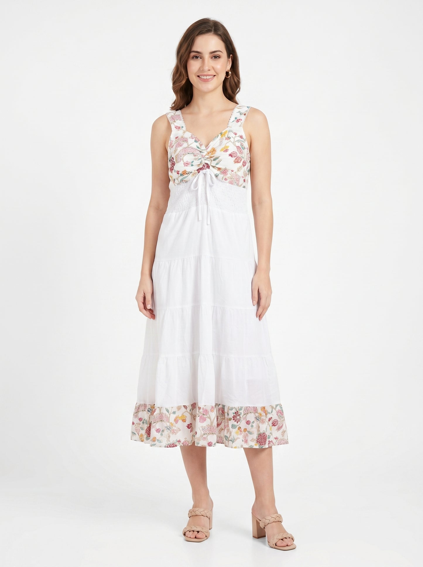 Ivory Bloom – White Floral Luxe Dress