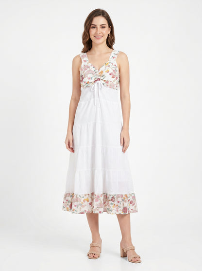 Ivory Bloom – White Floral Luxe Dress
