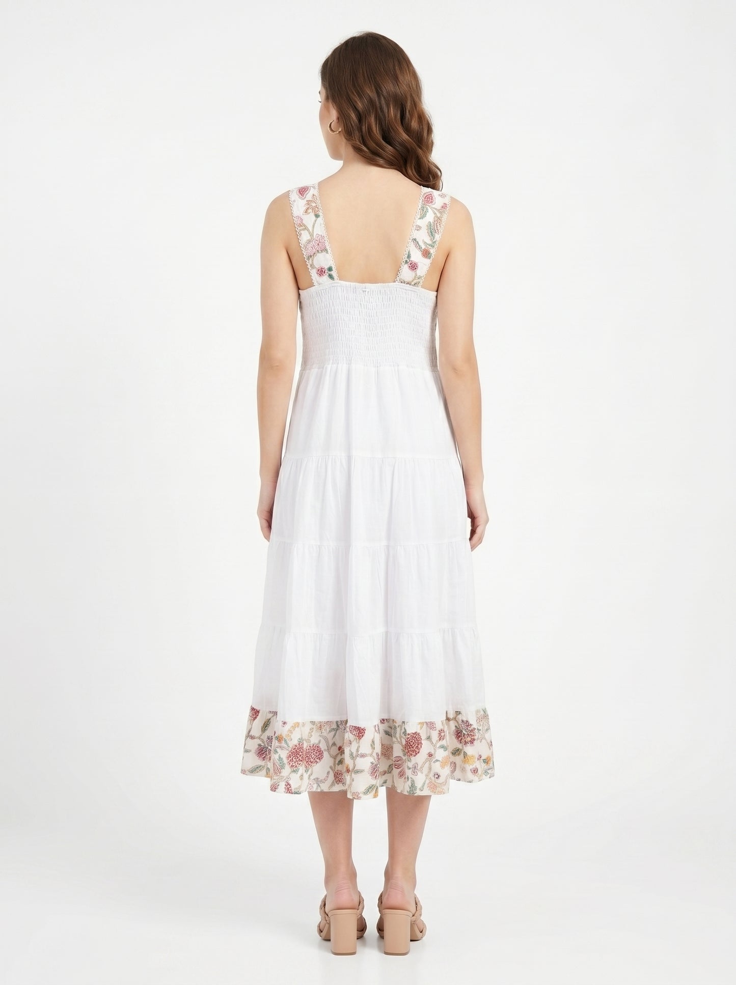 Ivory Bloom – White Floral Luxe Dress