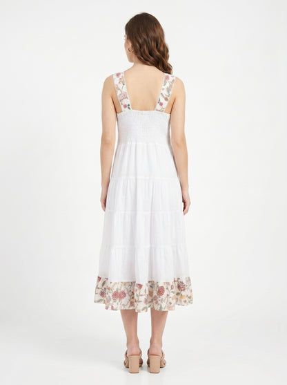 Ivory Bloom – White Floral Luxe Dress