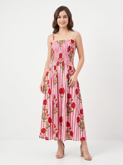 Rosé Bloom – Pink Striped Luxe Dress