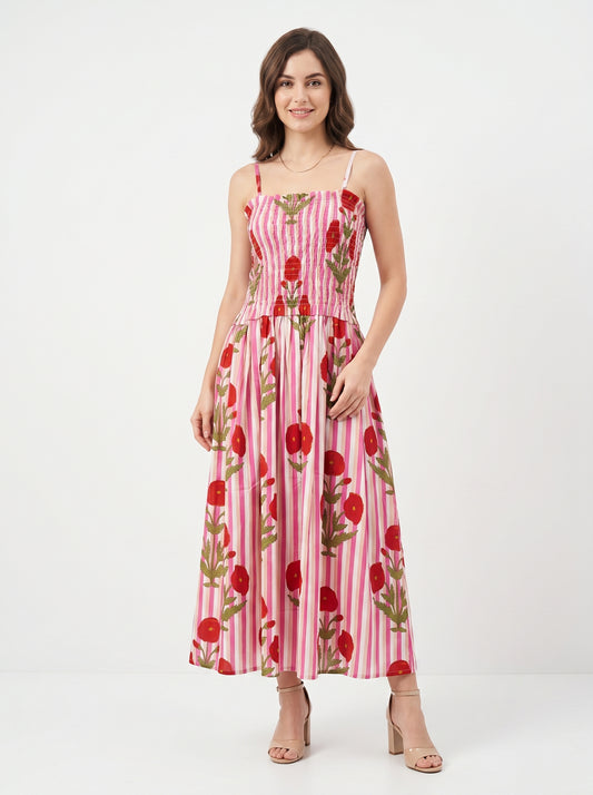 Rosé Bloom – Pink Striped Luxe Dress